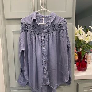 Free People Lavender Crochet Blouse
